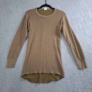 Vintage Morgan Mills Arctex Large Thermal Waffle Knit‎ Shirt Long Sleeve Brown